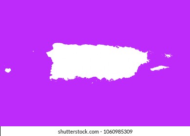 Puerto Rico map-White map on purple background. Each city and border has separately. Vector illustration eps 10.
