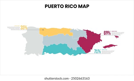 Puerto Rico Modern Map Percentage Infographic Template, Detailed infographic map of Puerto Rico