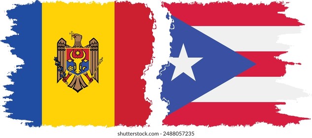 Puerto Rico y Moldavia grunge banderas conexión, Vector