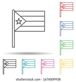 Puerto rico mehrfarbiges Set Symbol. Einfache dünne Linie, Vektorillustration der Flaggensymbole für i und ux, Website oder mobile Anwendungen