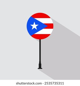 Puerto Rico National Circle Sign Flag Vector Illustration