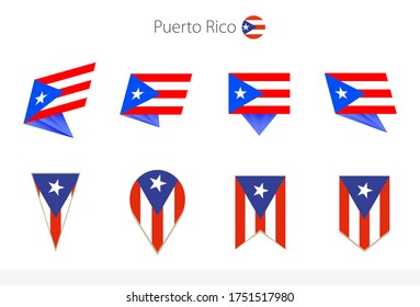 Puerto Rico national flag collection, eight versions of Puerto Rico vector flags. Vector illustration.