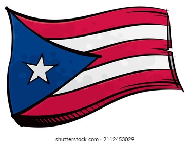 Puerto Rico national flag created in graffiti paint style