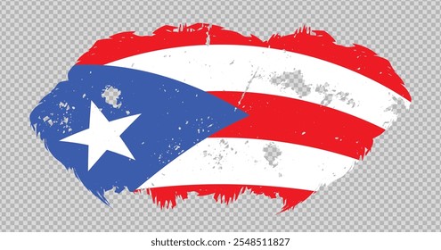 Puerto Rico national flag with distressed stroke brush effect on isolated background