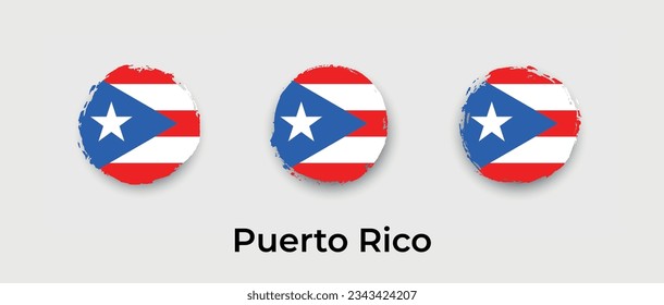 Puerto Rico national flag grunge circle round shape bubble vector icon illustration