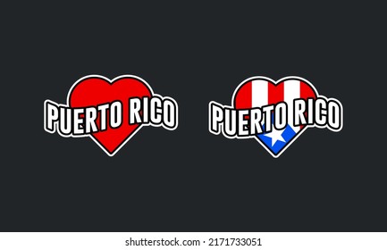 Puerto Rico national flag heart travel Stickers