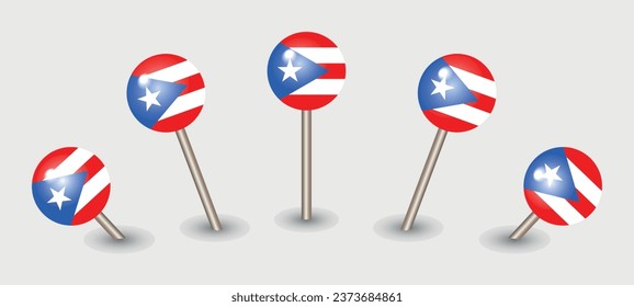 Puerto Rico national flag map marker pin icon illustration