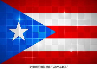 Puerto Rico National Flag Rectangle 3:2 Official Ratio Chessboard Digital Neon Grid Square Brick Design Backdrop Background