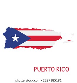 Puerto Rico National Flag Shaped as Country Map