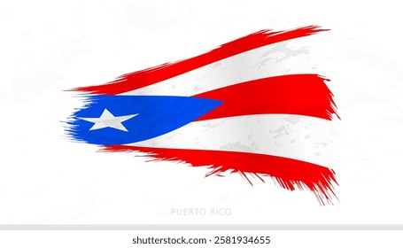 Puerto Rico National Flag with Textured Brush Strokes. Artistic Brush Stroke Design.