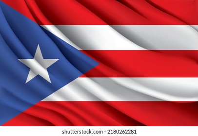 Puerto Rico National Flag Waving Realistic Stock Vector (Royalty Free ...