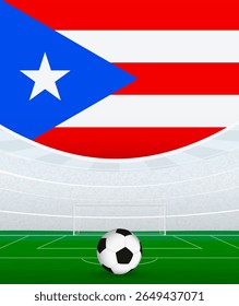 Tema Nacional de Futebol de Porto Rico, Estádio e Futebol Ball. Jogos de Futebol em Porto Rico. Ideal para uso em promoções de eventos esportivos, projetos temáticos de futebol e anúncios de torneios.