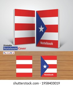 Puerto Rico Notebook Design Mockup - 3D Book Template - National Country Map and Flag - Ready to Print Magazine Cover - Vector