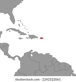 Puerto Rico on world map. Vector illustration.
