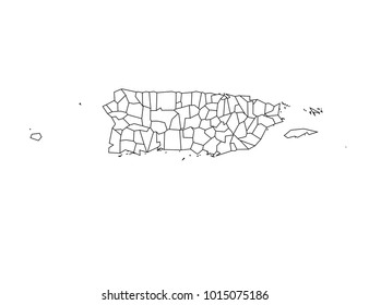 puerto Rico outline map. detailed isolated vector country border contour map on white background.