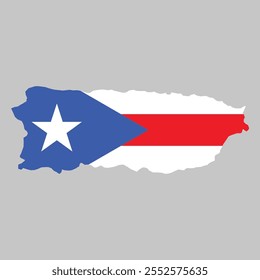 Puerto Rico outline of map on background of national flag