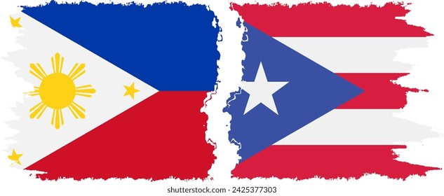Puerto Rico and Philippines grunge flags connection, vector