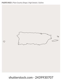 Puerto Rico plain country map. High details. Outline style. Shape of Puerto Rico. Vector illustration.