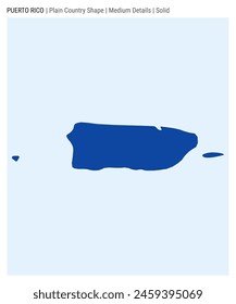 Puerto Rico plain country map. Medium details. Solid style. Shape of Puerto Rico. Vector illustration.