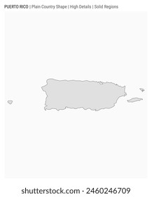 Puerto Rico plain country map. High Details. Solid Regions style. Shape of Puerto Rico. Vector illustration.