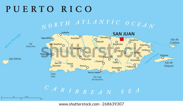 Puerto Rico Political Map Capital San Stock Vector Royalty Free