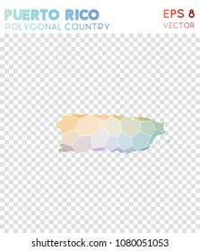 Puerto Rico polygonal, mosaic style country map. Amazing low poly style, modern design for infographics or presentation.