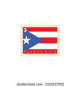 Sello postal de Puerto Rico. Estampilla de la bandera nacional de Puerto Rico. Sello con patrón de bandera oficial del país y nombre de país ilustración vectorial