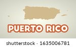 Puerto Rico poster in retro style. Map of the country with regions in autumn color palette. Shape of Puerto Rico with country name. Neat vector illustration.