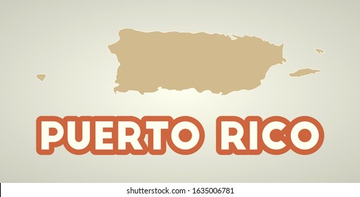 Puerto Rico poster in retro style. Map of the country with regions in autumn color palette. Shape of Puerto Rico with country name. Neat vector illustration.
