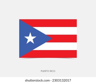 Puerto Rico Rectangle flag icon with shadow.