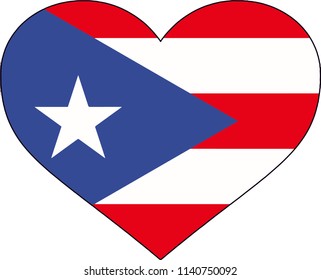 Puerto Rico Rican Country Flag Shaped Heart Illustration 
