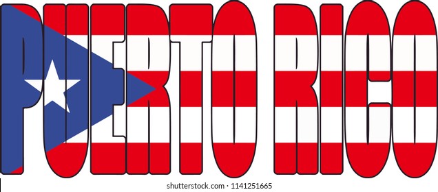 Puerto Rico Rican Country Flag Text Font Work Shaped Illustration 