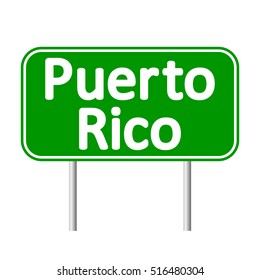 Puerto Rico road sign isolated on white background.