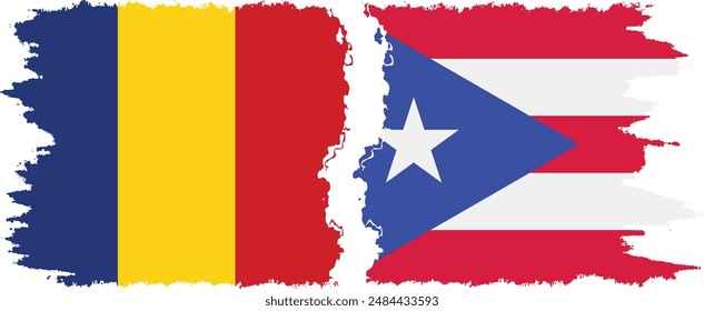 Puerto Rico y Rumania grunge banderas conexión, Vector