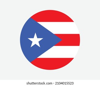 Puerto Rico Round Flag. PR, Puerto Rican Circle Flag. Unincorporated and Organized US USA Commonwealth Circular Shape Button Banner. EPS Vector Illustration. svg