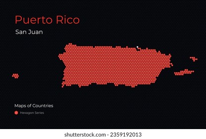 Puerto Rico, San Juan. Creative vector map. Maps of Countries. Central America. Hexagon Series.