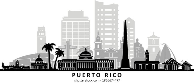 PUERTO RICO San Juan Usa City Skyline Vector
