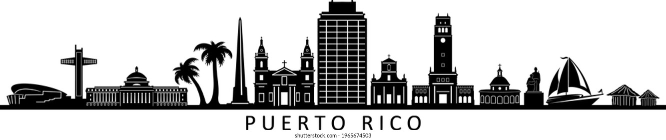 PUERTO RICO San Juan Usa City Skyline Vector
