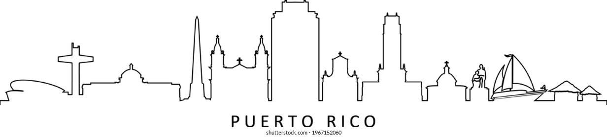 PUERTO RICO San Juan Usa City Skyline Vector
