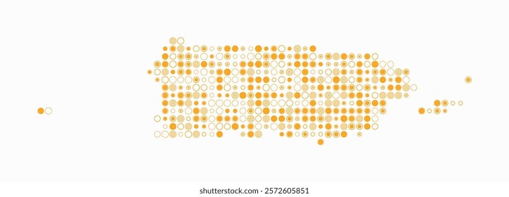 Puerto Rico, shape of the country build of colored cells. Digital style map of the Puerto Rico on white background. Small size circle blocks. Classy vector illustration.