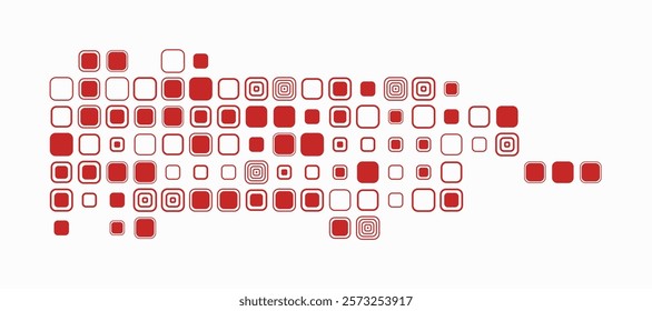 Puerto Rico, shape of the country build of colored cells. Digital style map of the Puerto Rico on white background. Large size rounded square blocks. Simple vector illustration.