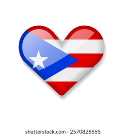 Puerto Rico - Shiny Flag in the Form of Heart. Vector Illustration.