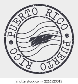 Puerto Rico Silhouette Postal Passport. Stamp Round Vector Icon Map. Design Travel Postmark. 