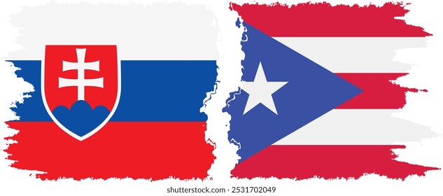 Puerto Rico and Slovakia grunge flags connection, vector