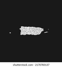 puerto rico soft white map with black detail and background