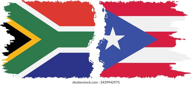 Puerto Rico and South Africa grunge flags connection, vector
