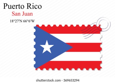 puerto rico stamp design over stripy background, abstract vector art illustration, image contains transparency