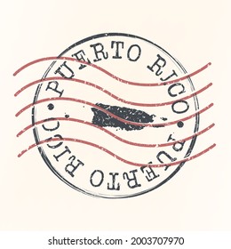 Puerto Rico Stamp Map Postal. Silhouette Seal Roads and Streets. Passport Round Design. Vector Icon. Design Retro Travel National Symbol.