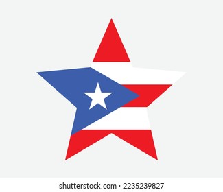 Puerto Rico Star Flag. PR Star Shape Flag. Puerto Rican Banner Icon Symbol Vector Flat Artwork Graphic Illustration