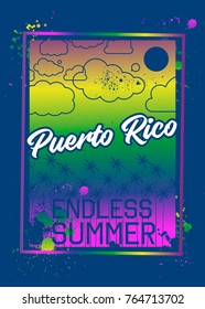 puerto rico summertime poster design blend splatters distress